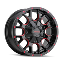 Mayhem 8015 Warrior 20x9 / 5x127 BP / 0mm Offset / 87mm Hub Black w/ Prism Red Wheel