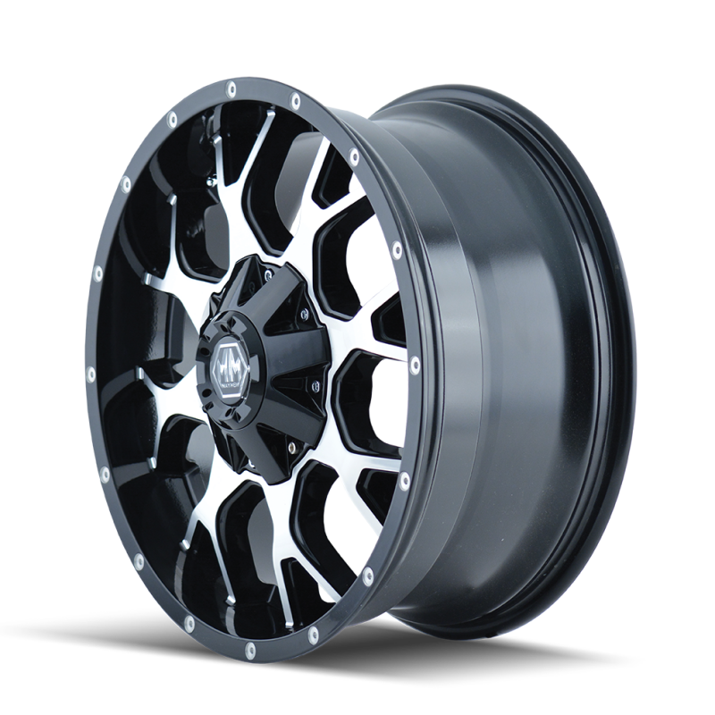 Mayhem 8015 Warrior 20x9 / 8x165.1 BP / 18mm Offset / 124.1mm Hub Gloss Black Milled Wheel