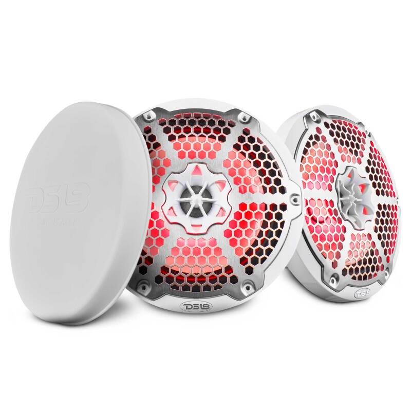 DS18 NXL-M Series Speaker w/ RGB LED Lights 8in 2-Way 125 Watts RMS 4 ohm White w/ Cover