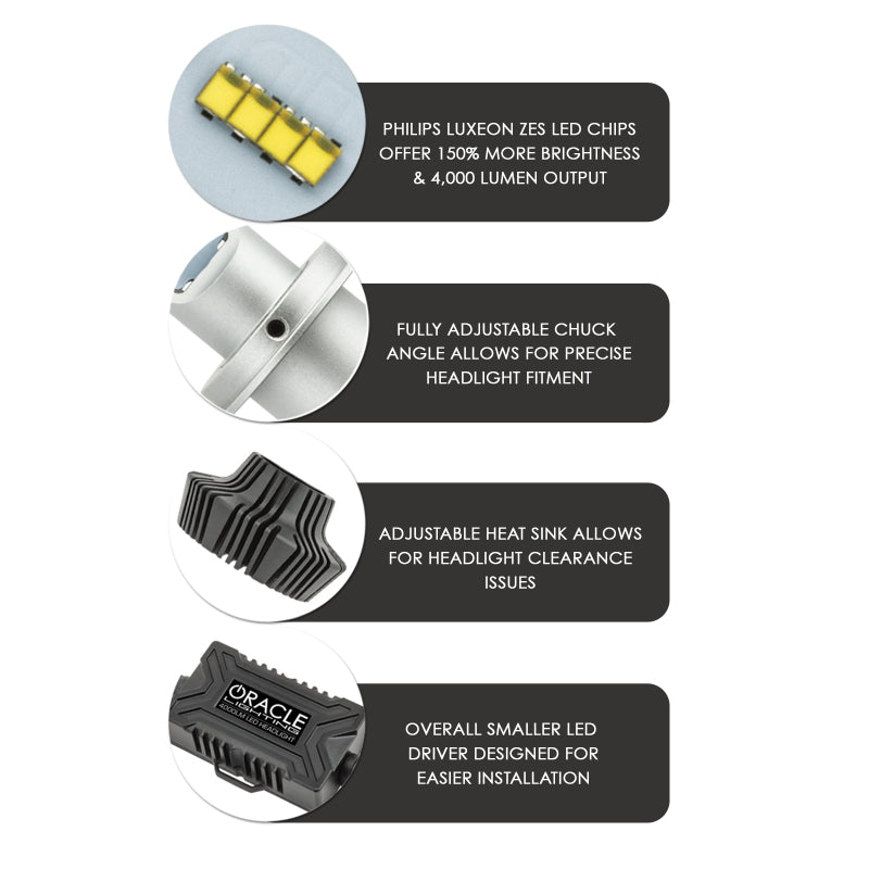 Oracle 9012 4000 Lumen LED Headlight Bulbs (Pair) - 6000K